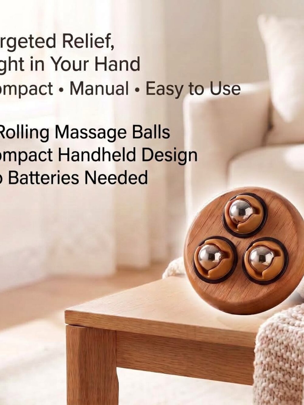 Gaiam Relax Handheld Wooden Massager | Stainless Steel Massage Balls